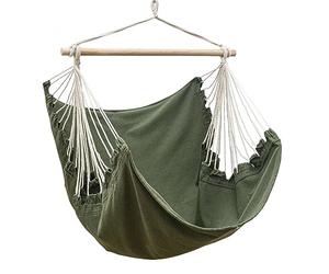 AMANKA Silla Colgante XL de 155x125 cm - 1 Persona Hamaca Columpio hasta 100 kg - Sillón Relax para Interior y Exterior - Balancín con Barra de Madera - Nido Cómodo para Balcón, Terraza o Habitación
