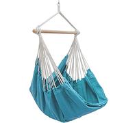 AMANKA Silla Colgante XXL de 185x130 cm - 2 Personas Hamaca Columpio hasta 150 kg - Sillón Relax para Interior y Exterior - Balancín con Barra de Madera - Nido Cómodo para Balcón, Terraza o Habitación