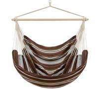 AMANKA XXL Silla Hamaca Colgante 185x130cm hasta 150kg - Jardín Balcón y Terraza - Columpio para 2 Personas - 100% Algodón - Rotación 360° Giratoria - Interior y Exterior - Adultos y Adolescentes
