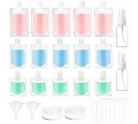 AMANMAN 23 Piezas Bolsa de Apretón Vacía de Plástico 30ml/50ml/100ml Botellas de Viaje Rellenables Transparente Bolsas Portátil de Viaje Bolsa de Compresión para Fluidos Loción Champú Gel de Ducha
