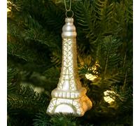 Amanman Adornos de Navidad de cristal 2024, decoración dorada de la Torre Eiffel de vidrio soplado, adorno de París para árbol de Navidad (dorado)