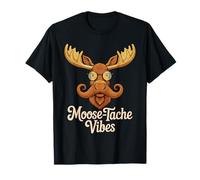 Amante De Animales Alce Divertido Hombre Moose Tache Vibes Camiseta