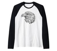 Amante de Aves de águila Calva geométrica Vuelo Raptor Camiseta Manga Raglan