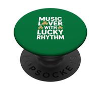Amante de la música con Lucky Rhythm Irish Shamrock PopSockets PopGrip Adhesivo