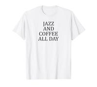Amante de la música de Jazz y café Todo el día Camiseta gráfica económica, Hombre, Blanco, L