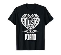 Amante de la música Elegante corazón desplazado para fanáticos del Piano Camiseta
