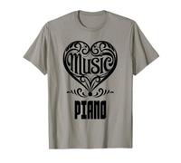 Amante de la música Elegante corazón desplazado para fanáticos del Piano Camiseta