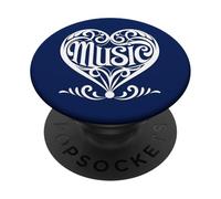 Amante de la música Elegante corazón desplazado para músicos y Fans PopSockets PopGrip Adhesivo