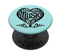 Amante de la música Elegante corazón desplazado para músicos y Fans PopSockets PopGrip Adhesivo