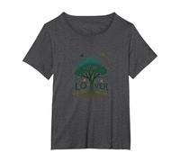 Amante de la Naturaleza Árbol de la Vida Camiseta, Mujer Tallas Grandes, Jaspeado Oscuro, 2XL Grande