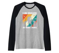 Amante de la paleontología Me Gustan los Dinosaurios y Tal Vez como 3 Personas. Camiseta Manga Raglan
