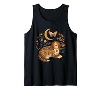 Amante de Las Mascotas Boho Celestial Dog Moon Floral Camiseta sin Mangas