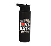 Amante de las mascotas de roedor lindo I Love Rats Stainless Steel Insulated Water Bottle