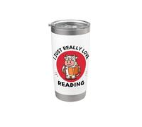 Amante de las vacas kawaii I Just Really Love Reading Lover Vaso térmico de acero inoxidable de doble pared