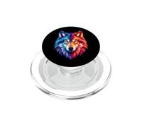 Amante de los Animales del Lobo geométrico Colorido PopSockets PopGrip para MagSafe