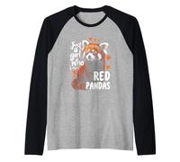 Amante de los Animales Just Girl Who Loves Red Pandas Kawaii Heart Camiseta Manga Raglan