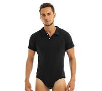Amante de los bebés adultos, lencería para hombre, camisetas de peluche, suspensorio con cuello vuelto, bolsa para bulto, mono, pelele, disfraces, camisa,Cuello alto negro,4XL