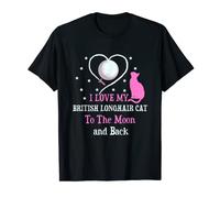 Amante de los gatos con diseño de gato a luna con texto en inglés "I Love My British Longhair Camiseta