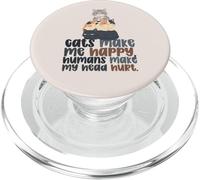 Amante de los Gatos Divertidos Gatos sarcásticos me Hacen Feliz, los Humanos lastiman PopSockets PopGrip para MagSafe