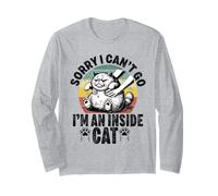 Amante de los gatos introvertido No puedo ir Soy un gato interior Homebody Manga Larga