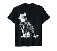 Amante de los Gatos Motivo Animal Samurai Divertido Camiseta