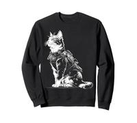 Amante de los Gatos Motivo Animal Samurai Divertido Sudadera