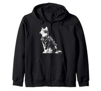 Amante de los Gatos Motivo Animal Samurai Divertido Sudadera con Capucha