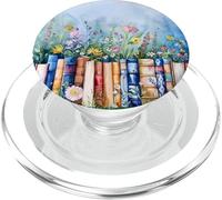 Amante de los Libros Azul Acuarela Floral Libro Tema PopSockets PopGrip para MagSafe