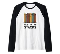 Amante de los libros Lost in the Stacks Bookworm Camiseta Manga Raglan