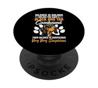 Amante de los Perros Amante de los Perros Silencio Coonhound Negro Y Tan PopSockets PopGrip Adhesivo