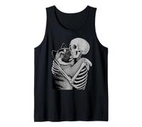 Amante de los Perros American Akita Skeleton Hug para Halloween Camiseta sin Mangas