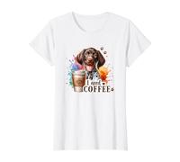 Amante de los Perros Cachorro Necesito café mañana Humor Camiseta gráfica económica, Mujer, Blanco, XL
