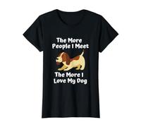 Amante de los Perros, cuanta más Gente conozco, más Amo a mi Perro Camiseta gráfica económica, Mujer, Negro, XS
