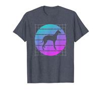 Amante de los Perros Galgo Retro Camiseta, Hombre, Azul Jaspeado, L