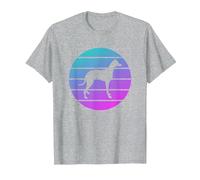 Amante de los Perros Galgo Retro Camiseta, Hombre, Gris Jaspeado, L