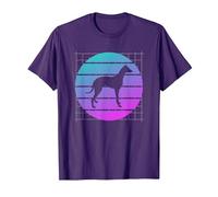 Amante de los Perros Galgo Retro Camiseta, Hombre, Morado, L