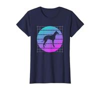 Amante de los Perros Galgo Retro Camiseta, Mujer, Azul Marino, L