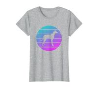 Amante de los Perros Galgo Retro Camiseta, Mujer, Gris Jaspeado, L