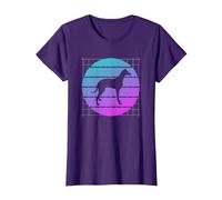 Amante de los Perros Galgo Retro Camiseta, Mujer, Morado, L