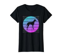 Amante de los Perros Galgo Retro Camiseta, Mujer, Negro, L