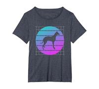 Amante de los Perros Galgo Retro Camiseta, Mujer Tallas Grandes, Azul Jaspeado, 2XL Grande