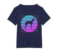 Amante de los Perros Galgo Retro Camiseta, Mujer Tallas Grandes, Azul Marino, 5XL Grande
