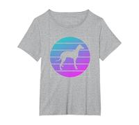 Amante de los Perros Galgo Retro Camiseta, Mujer Tallas Grandes, Gris Jaspeado, 4XL Grande