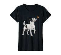 Amante de los Perros Jack Russell Terrier Butterfly Camiseta gráfica económica, Mujer, Negro, M
