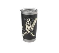 Amante de los perros Jack Russell Terrier Cricket Sports vintage Vaso térmico de acero inoxidable de doble pared