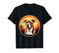 Amante de los Perros Pit Bull Retro Sunset Camiseta
