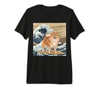 Amante de los Perros pomeranios, japoneses, Kanagawa, surfeando Olas Camiseta Premium