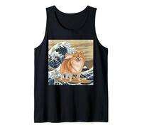 Amante de los Perros pomeranios, japoneses, Kanagawa, surfeando Olas Camiseta sin Mangas