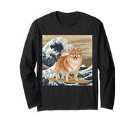 Amante de los Perros pomeranios, japoneses, Kanagawa, surfeando Olas Manga Larga