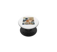 Amante de los Perros pomeranios, japoneses, Kanagawa, surfeando Olas PopSockets PopGrip Adhesivo